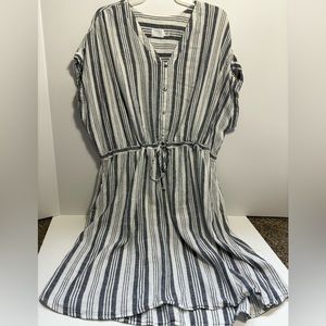 Time and Tru Blue Striped Dress w/ Drawstring Waist and Pockets XXL(20)